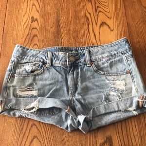 Light Wash Distressed Shorts